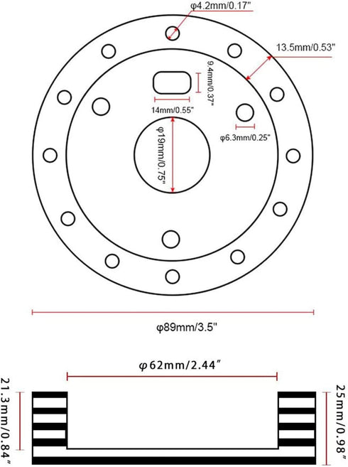 RULLINE 1" Steering Wheel Hub Adapter Conversion Spacer 6 Hole to 3 Hole Steering Wheel Adapter Grant Adapter Boss Kit Silver...