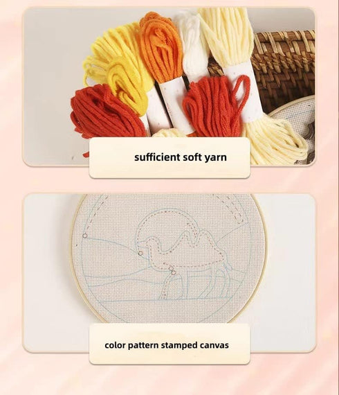 2 Pack Owl,Mushroom Easy Punch Needle Embroidery Starter Kits for Kids and Adults Beginners with Punch Needle Tool,Threader, Stamped Fabric Embroi...