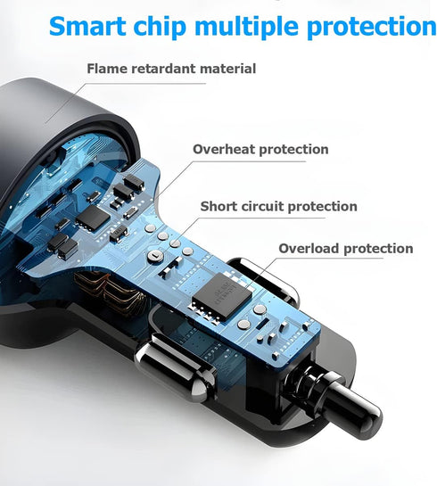 4 Ports USB Car Charger Adapter, Auto Portable PD 3.1/QC 3.0 Fast Charge Cigarette Lighter with Flush Fit Charging Plug, Compatible with iPhone 14...