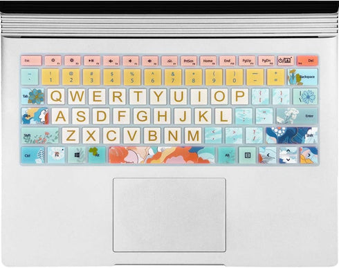 Keyboard Cover for Microsoft Surface Laptop 2017/Laptop 2 2018, Surface Book 2 13.5" and 15", Silicone Skin Protector with Floral & Big Letter Des...