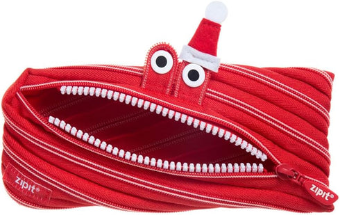 ZIPIT Christmas Monster Pencil Case for Kids | Christmas Themed Holiday Gift for Kids | Pencil Bag for Boys & Girls (Red)...