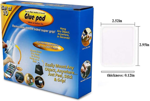 Sticky Gel Pads (10 Pack), As Seen On TV Removable Traceless Gripping Pad Washable Reusable Anti Slip Pad for Car Dashboard Office Home Stick Anyt...