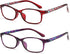 EYEURL Reading Glasses Women Blue Light Blocking - Set of 2 Pattern Design Value Computer Readers (Red+Purple, 2.75)...