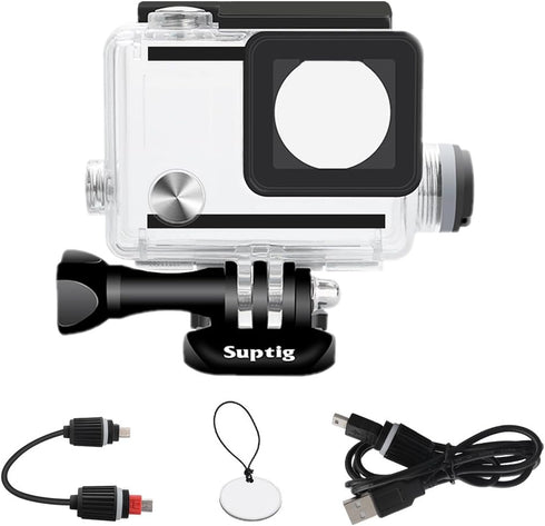 Suptig Housing Rechargeable Waterproof housing for GoPro Hero 4 Hero 3+ Hero 3 Outside Action Camera for Underwater Charge Use - Water Resistant u...