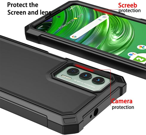 for Cricket Outlast case, with Tempered Glass Screen Protector 360 Full-Body Soft TPU Bumper Shockproof Silicone Protective Phone Cover Case for C...