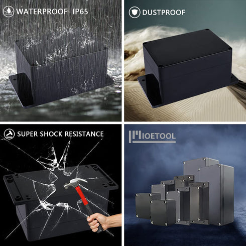 Junction Box IP65 Waterproof Dustproof ABS Plastic Universal Electric Project Enclosure with Fixed Ear Black 6.3x4.3x3.5 inch (1pc)...