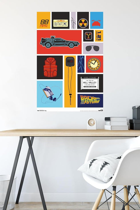 Trends International Back to the Future - Grid Wall Poster, 22.375" x 34", Premium Poster & Mount Bundle...