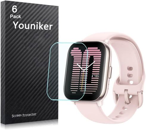 6 Pack Compatible with Amazfit Active Screen Protector Film for Amazfit Active 1.75” Smartwatch Screen Protectors Foils Screen Cover Crystal Clear...