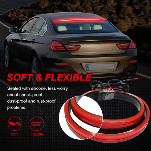 LED Third Brake Light Strip Bar, 5 Function Sequential Turn Signal Brake Running Double Flash Flexible 40Inch High Mount Stop Lights Strips for Je...