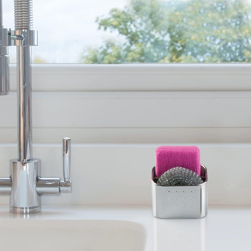 iDesign Forma Polished Stainless Steel Sink Organizer Set with Sponge and Scrubby - 3.1" x 4" x 3.1"...