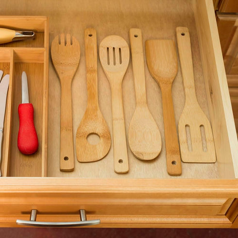 Home Basics 6 Piece Bamboo Kitchen Cutlery Tool Set, Natural, 2.5 x 12 x 0.25...
