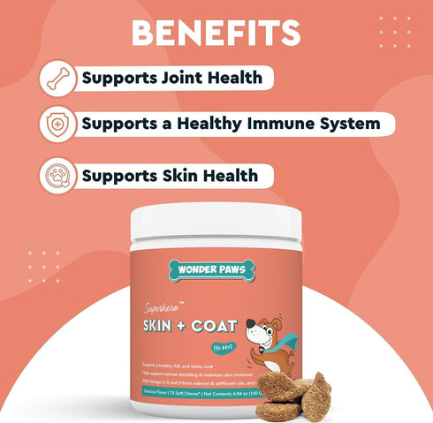 Skin & Coat Supplement for Dogs with Salmon Oil, Omega 3 & 6, EPA & DHA, Promotes Healthy Skin and Coat, Itchy Relief, Joint and Overall Health, D...