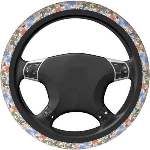 Delerain Elegant Floral Steering Wheel Covers, Anti Slip Elasticity Car Accessories Steering Wheel Protector Universal 15 Inch for Women Men...