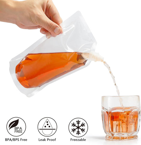 20 Pcs Liquor Flasks Cruise Pouch Reusable Sneak Travel Drinking Alcohol Flask Concealable Plastic Flasks bags with Funnel (16 oz)...