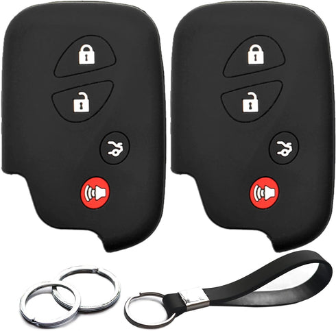 2pcs Compatible with Lexus GX460 GS350 GS450h ES350 IS250 IS350 CT200h LS460 LS600h LX570 RX350 RX450h Smart 4 Buttons Key Fob Cover Case Key Chai...