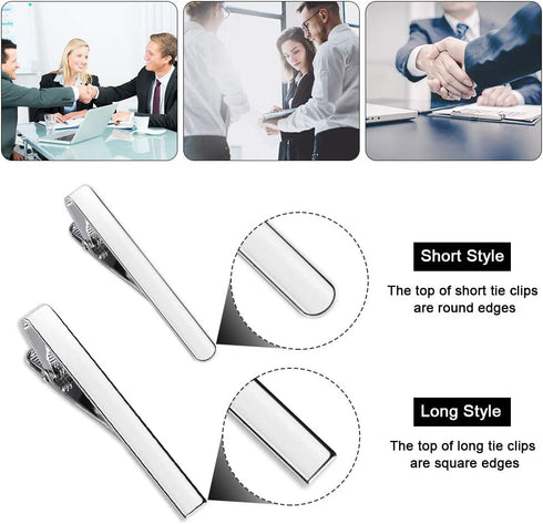 8 Pack Tie Clip for Men Roctee Tie Bar Clip Set Formal Business Men's Necktie Clips Shirts Men Slim Tie Pin Clamp, Gold Silver Black, New and Fash...