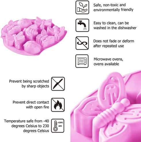 3 pcs Silicone Chocolate Molds, VEINARDYL 24-Cavity Insect 3D Muffin Mould Kitchen Pastry Baking Pan for Fat Bomb Cake Candy Cupcake Soap Candle -...