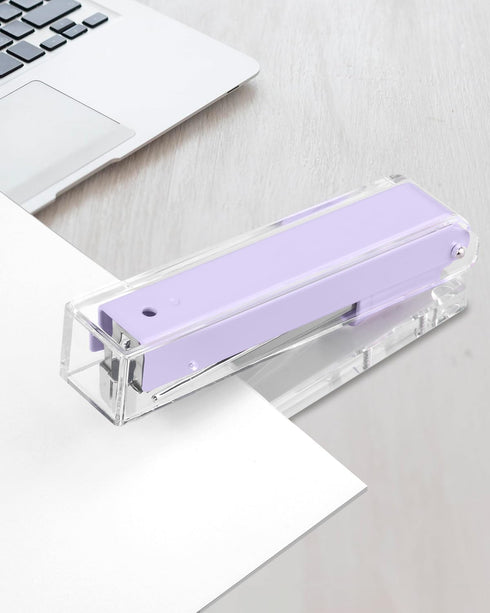Clear Acrylic Stapler, Desktop Stapler, Office Stapler, Elegant Modern Desk Accessory for The Desk at Home, Office, or School?Purple?...