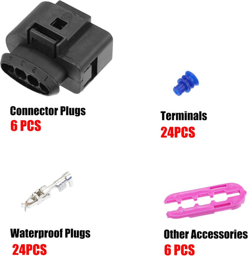 uxcell 6 Set 4 Pin No.1J0973724 Ignition Coil Coilpack Connector Adapter Plug Clip Kit Replacement for VW for Audi for Seat for Skoda...