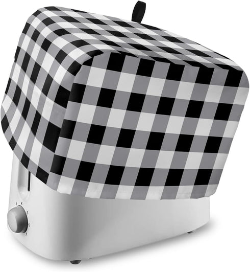 Toaster Cover 4 Slice, Vintage Farmhouse Black White Buffalo Check Plaid Bread Maker Cover Toaster Dust Cover with Pockets, Dust-Proof Cover for K...