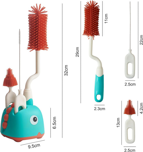 Rabbit Baba Silicone 4-in-1 Baby Bottle Brush Set,Nipple Brush, Bottle Brush, Straw Brush? Safe and Durable, Easy to Clean and Dry?4 Count?Cleanin...