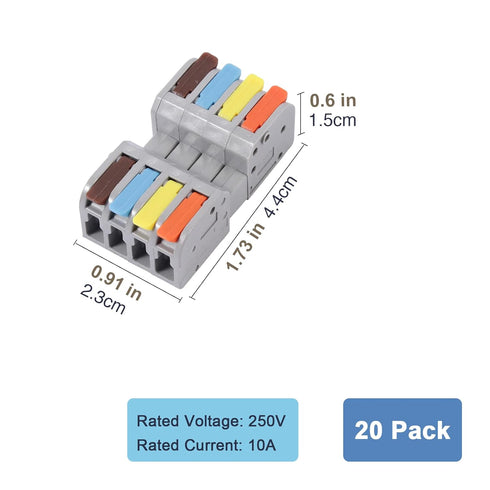8 Pcs Pluggable Wire Connectors for AWG 24-12, Hand Protecting 4 Conductor Push-in Lever Wire Connectors, Reusable Electrical Connectors, Wire Spl...