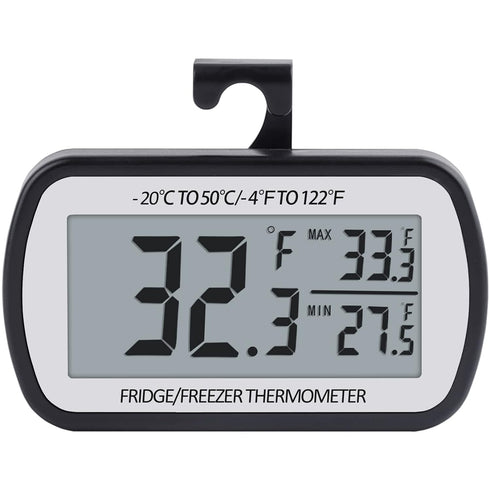 Refrigerator Thermometer Digital Fridge Thermometer for Freezer with Magnetic Back Large LCD, No Frills Easy to Read (Black)......