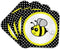 3dRose cst_57078_1 Cute Yellow Bumble Bee on Black and White Polka Dots-Soft Coasters, Set of 4...