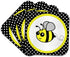3dRose cst_57078_1 Cute Yellow Bumble Bee on Black and White Polka Dots-Soft Coasters, Set of 4...