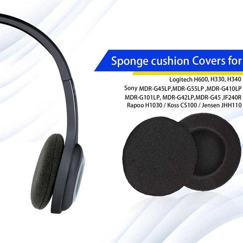 10 Pairs 60mm/2.4" Replacement Foam Ear Pud Earpads Sponge Cushion Covers for Logitech H600, H330, H340,Sony MDR-G45LP,Jensen JHH110 /FreeTalk 509...