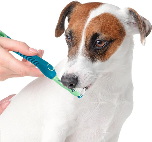 Dog Toothbrush 2PCS Dog Tooth Brush Three Sided Dog Tooth Brush Dual Head Toothbrush for Dogs, Soft Bristles Dog Tooth Brushing Kit Silicone 360 D...