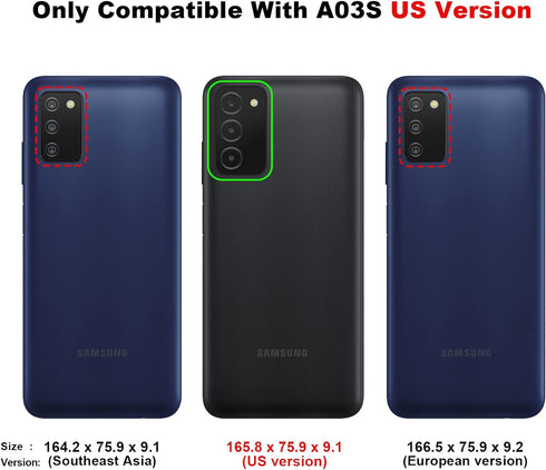 for Samsung Galaxy A03s Phone Case: Shockproof Silicone Slim Covers Hybrid Pretty Protective Cell Cases - Durable TPU Dual Layer Drop-Proof Girl&B...