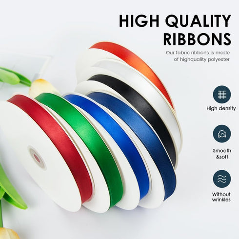3/8" Wide x 100 Yards Single Face Polyester Satin Ribbon, Satin Ribbon for Crafts, Gift, Hair Bows, Wedding Party Decoration, Bow Making & Other P...