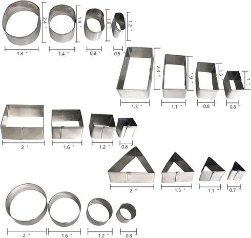 20 Pcs MINI Geometric Metal Cookie Cutters Set Fun Stainless Steel Biscuit Molds (Rectangular, Oval, Round, Square, Triangle) for Kitchen, Baking&...