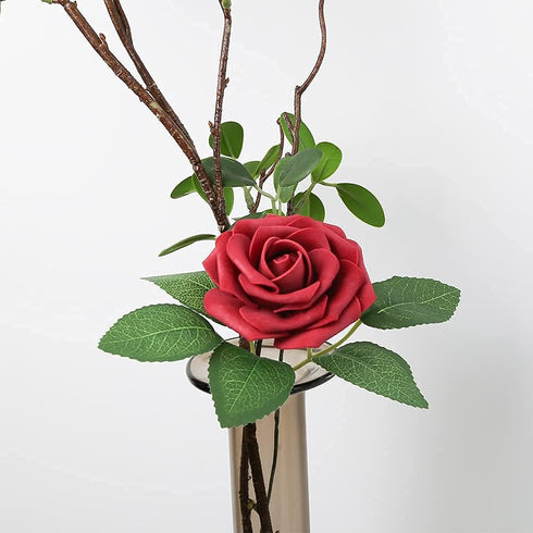 Fake Leaves for Roses Decorations, 80pcs Bulk Green Rose Leaves with Stems for DIY Wedding Bouquets Centerpieces Party Decorations Rose Vine Wreat...