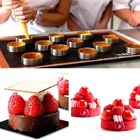 10 Pcs 1.98 Inch Stainless Steel Tart Ring, Heat-Resistant Perforated Cake Mousse Ring, Round Ring Baking doughnut tools 5cm...