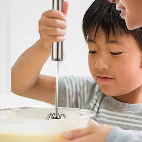 Stainless Steel Egg Beater, Hand Mixer Hand Push Mixer Manual Egg Beater Semi-automatic Mixer Press Mixer Kitchen Tools for Mixing and Whipping...
