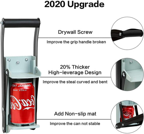 Pardecor 16 oz. Metal Can Crusher/Smasher, Heavy Duty Wall Mounted Aluminum Can Crusher, Crusher Recycling Tool, Grey for Seltzer, Soda, Beer Cans...