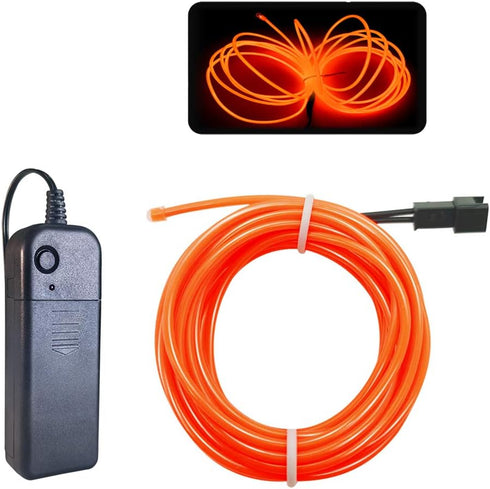 MaxLax EL Wire Orange, 9.8ft/3m Portable Battery Pack Neon Light Strip 360° Cuttable Glowing Rope Lights for Parties, Halloween, DIY Decoration...