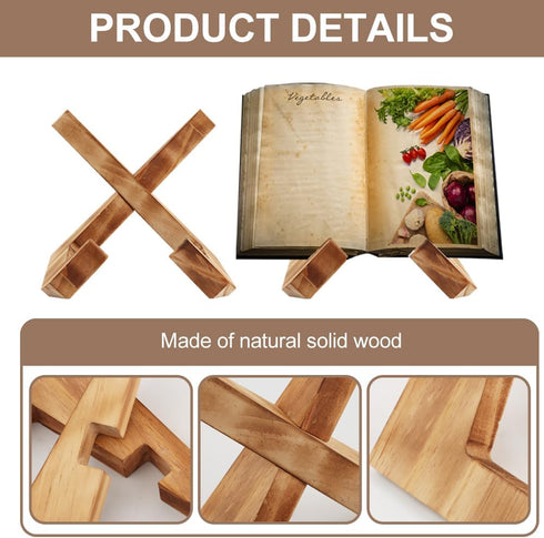 Cookbook Stand,Wooden Cookbook Holder,Recipe Book Holder for Display Stand,Cook Book Stand for Kitchen Hands-Fre-e Cooking, Cookbook Stand for Kit...
