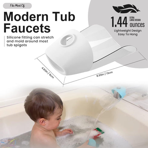 Bath Helper - Bath Tub Faucet Extender - Guides Water Directly from Faucet to Baby Bath Tub Without Excessive Water Waste and Splashing (Blue)...