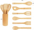 Bamboo Wooden Spoons & Spatulas Set - 6 Pieces Kitchen Cooking Utensils and 1 Holder, Heat Resistant for Non Stick Cookware...