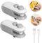 2Pcs Mini Bag Sealer, Rechargeable Heat Sealer, 2 in 1 Chip Bag Sealer & Cutter, Mini Bag Resealer Machine, Portable Handheld Food Sealer for Plas...