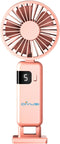 Portable Foldable Handheld Mini Fan, 2000mAh Rechargeable USB Battery, with Battery Level LED Display, Lady Travel Outdoor Special Eyelash Fan (Pi...