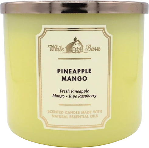 Bath & Body Works, White Barn 3-Wick Candle w/Essential Oils - 14.5 oz - New Core Scents! (Pineapple Mango)...