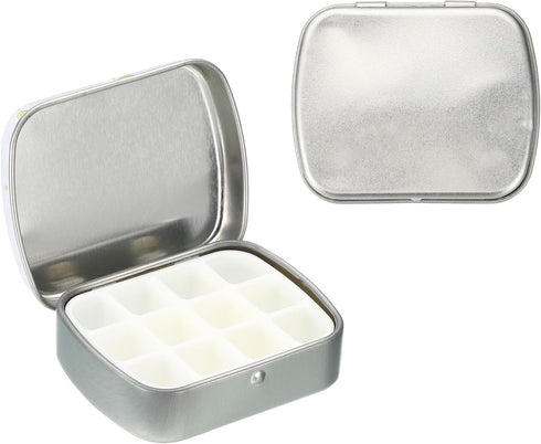PATIKIL 12 Well Mini Paint Storage Box, Portable Tiny Painting Tray 1.6ml Per Mixing Cup for Gouache Watercolor Art Craft Oil Painting, Silver...