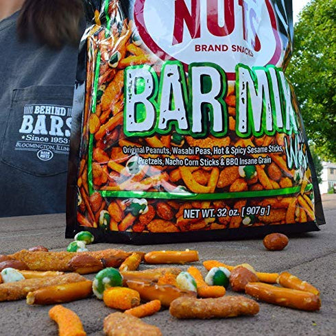 BEER NUTS Bar Mix w/Wasabi - Pretzels, Cheese Stix, Sesame Stix, Insane Grain & Wasabi Peas - 32oz Resealable Bag (Pack of 1)...
