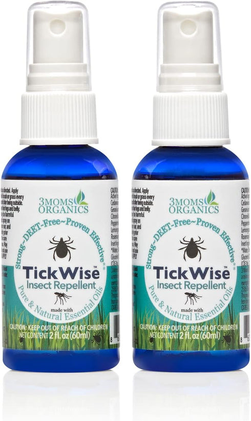 3 Moms Organics, TickWise 2oz Extra Strength Happy Campers 2-Pack - DEET- Free, Tick and Insect Repellent, Plant Based Essential Oils, All Natural...