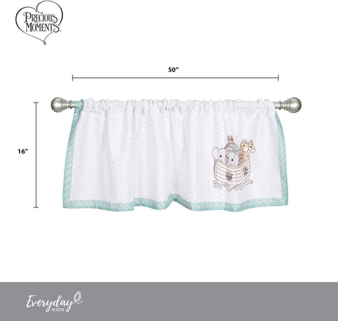 EVERYDAY KIDS Precious Moments Noah’s Ark Window Valance for Toddler and Baby Boys Animal Image of Giraffes, Tigers and Elephants on The Ark with ...