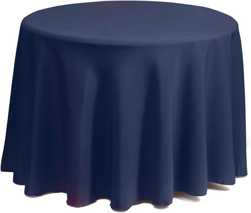 Gee Di Moda Round Tablecloth - 120 Inch Navy Blue Round Table Cloth for 60 to 96 Inch Round Tables - Heavy Duty Washable Fabric - for Buffet Table...